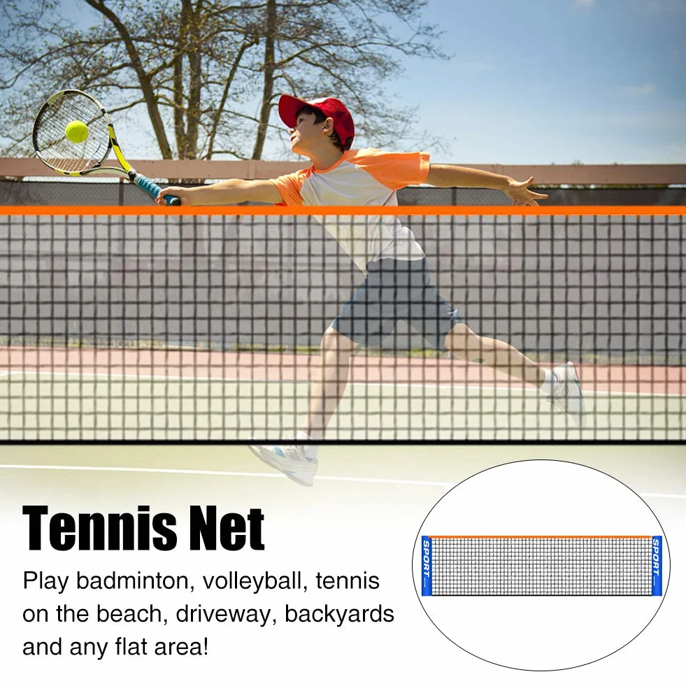 Rete da Tennis Portatile da 4-6 m, Rete da Badminton Pieghevole, Rete da Pallavolo per Bambini e Adulti, per Campo Interno o Esterno, Giardino, Cortile Della Scuola, Spiaggia (senza telaio)