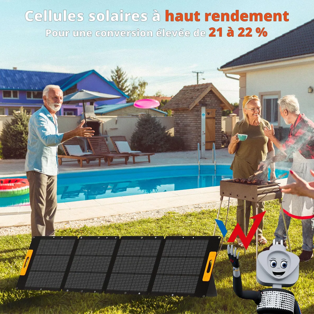 WONDER FULL ENERGY - Pannello solare portatile da 210 W, per centrali elettriche, caricatore solare pieghevole, grado di impermeabilità IP65, per esterni, campeggio