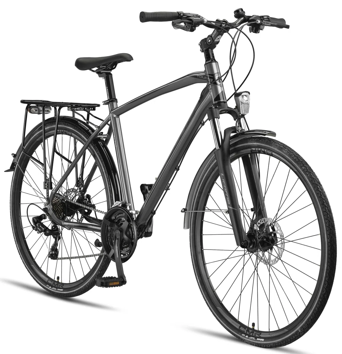 Licorne Bike - Bicicletta da trekking in alluminio, da 28 pollici, con cambio a 21 marce, freno a disco, mountain bike, bici da cross, bici da ragazzo, ragazza, donna e uomo