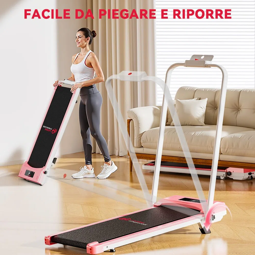 Tapis Roulant Elettrico Salvaspazio 7%, 3 IN 1 Walking Pad Pieghevole, 2.5CV Tapis Roulant Con Inclinazione, Display LED, Carico massimo di 130 kg