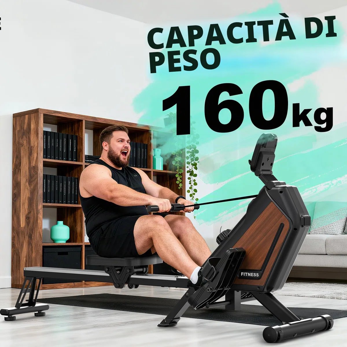 Vogatore per casa, vogatore magnetico, resistenza a 16 livelli, silenzioso, per allenamento cardio, connessione app, portata 160 kg, verticale