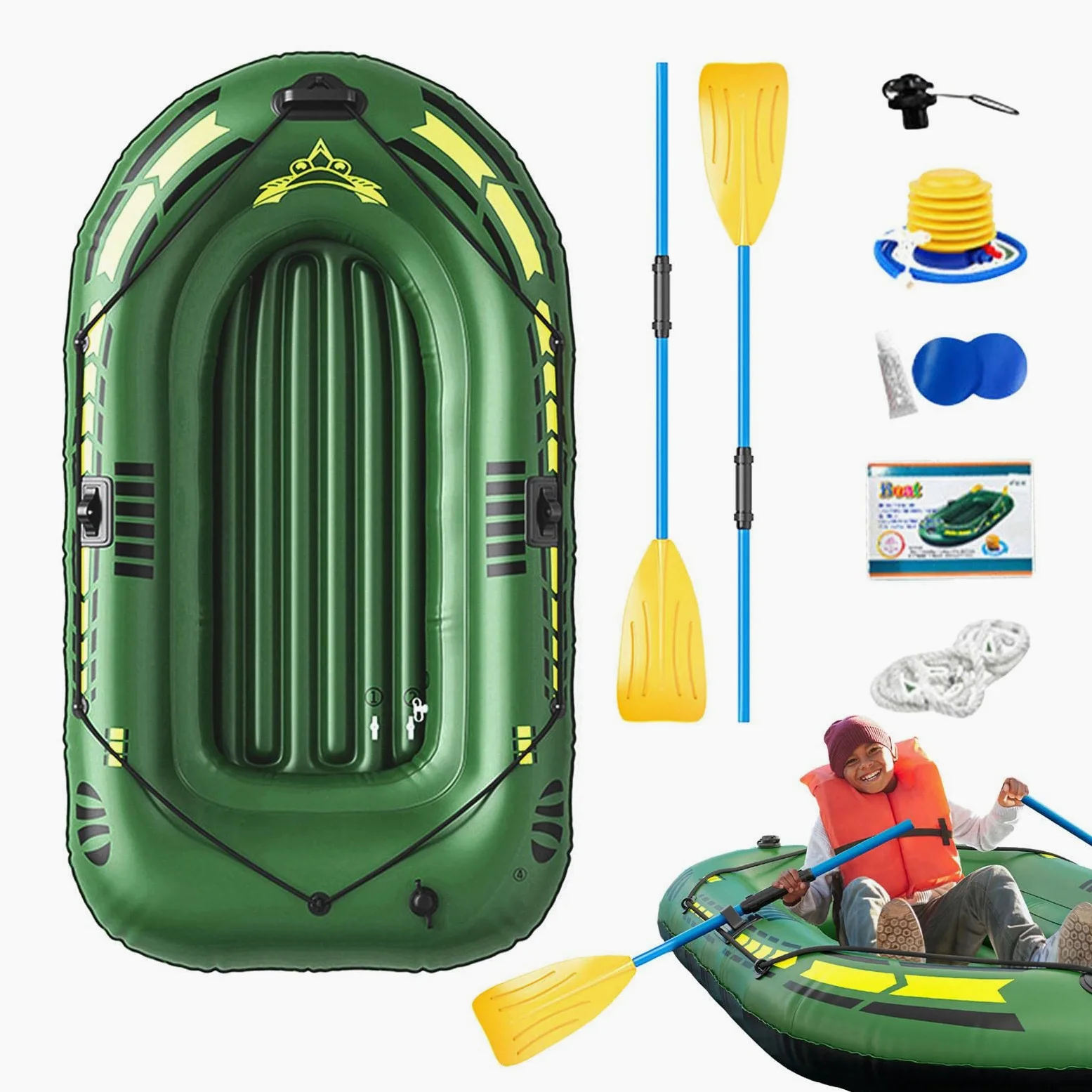 Kayak Gonfiabile Per Adulti - Gommoni Sportivi, Kayak Portatile Per Zattera | Barca Da Pesca All'aperto Con Pompa A Remi, Pedalò Riempito D'aria Per Lago, Riva, Rafting All'aperto, Pesca, Viaggi