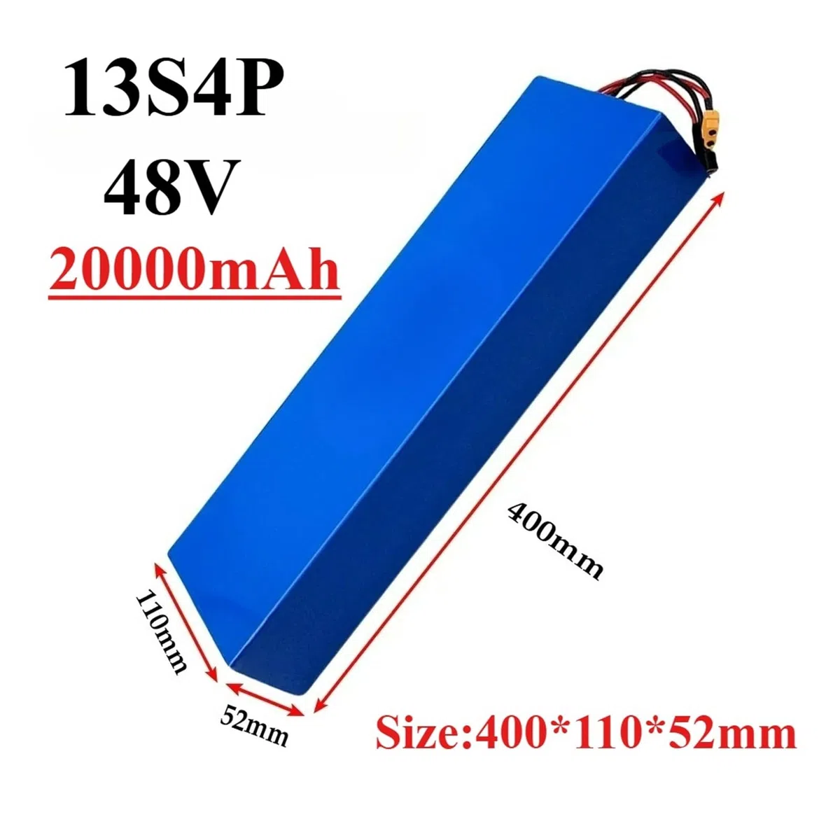 Batteria al litio 13S4P 48V 20000mAh 20Ah, compatibile con batterie di ricambio agli ioni di litio Kugoo M4/ M4Pro/ M5/ M5Pro / Max Speed ​​con BMS(XT60 - T plug)
