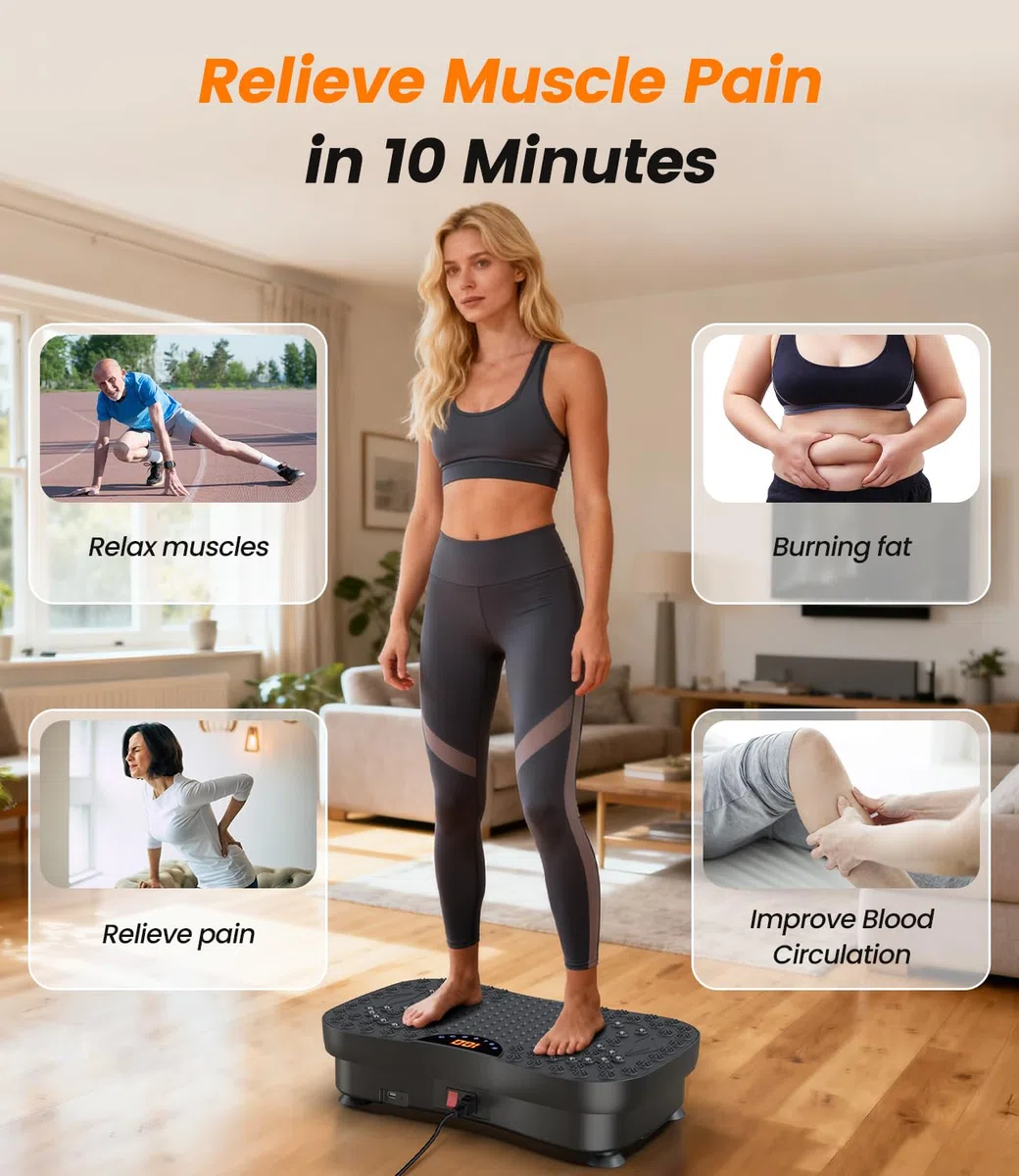 Pedana Vibrante Dimagrante 200W, 120 Livelli, Telecomando, Portata 120 kg - Pedana Vibrante per Circolazione Gambe, Rassodamento Muscolare e Recupero - Ideale per Casa
