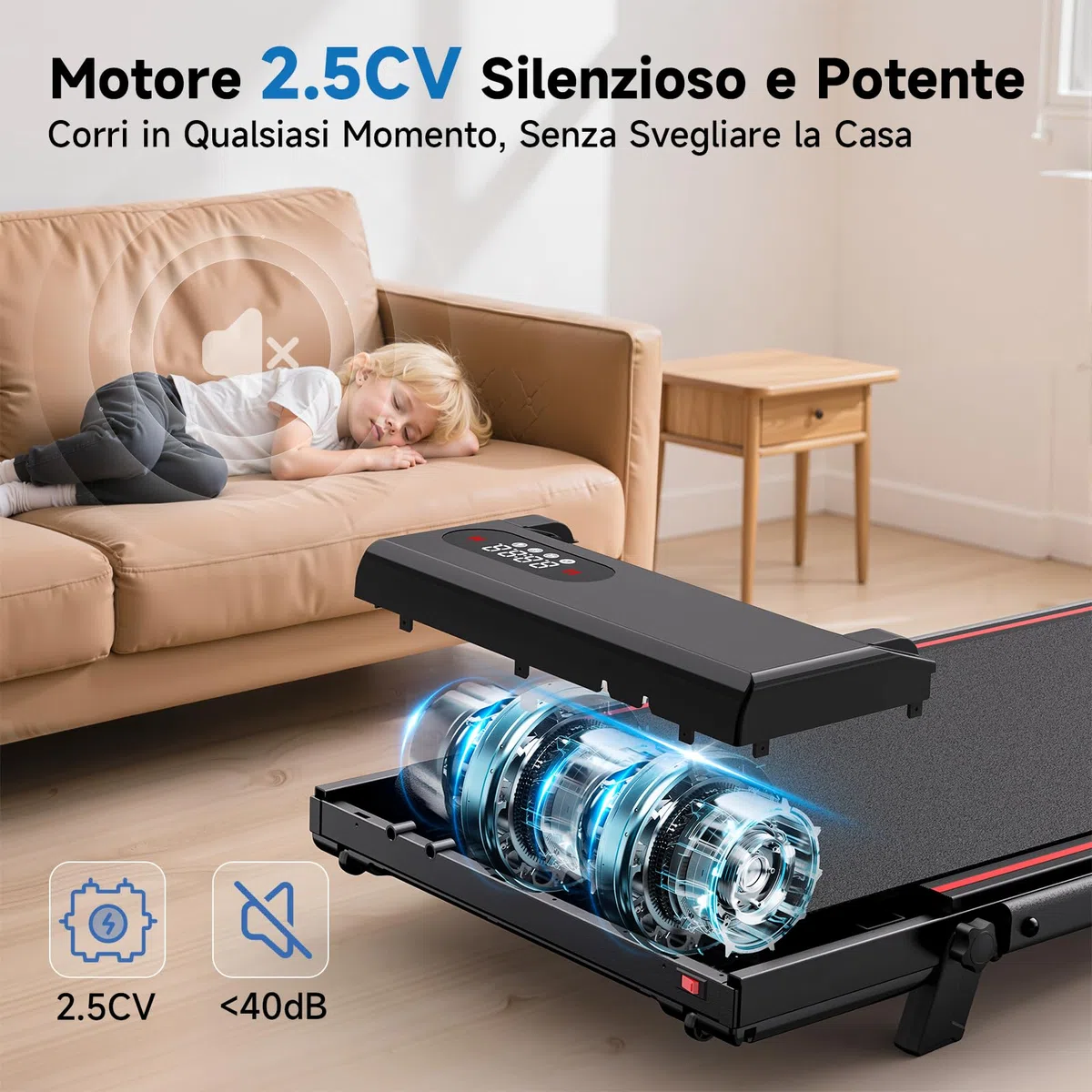 Dskeuzeew Tapis Roulant Con Inclinazione 7%, 3 IN 1 Tapis Roulant Pieghevole, Walking Pad