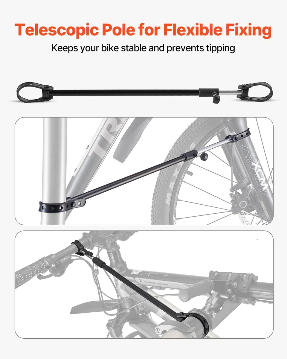 VEVOR Supporto per Riparazione Bici 940 x 795 x 1700 mm Supporto da Lavoro per Bici Resistente, Carico Nominale di 49,9 kg con Altezza Regolabile 1025 a 1510 mm e Ampio Vassoio Portautensili