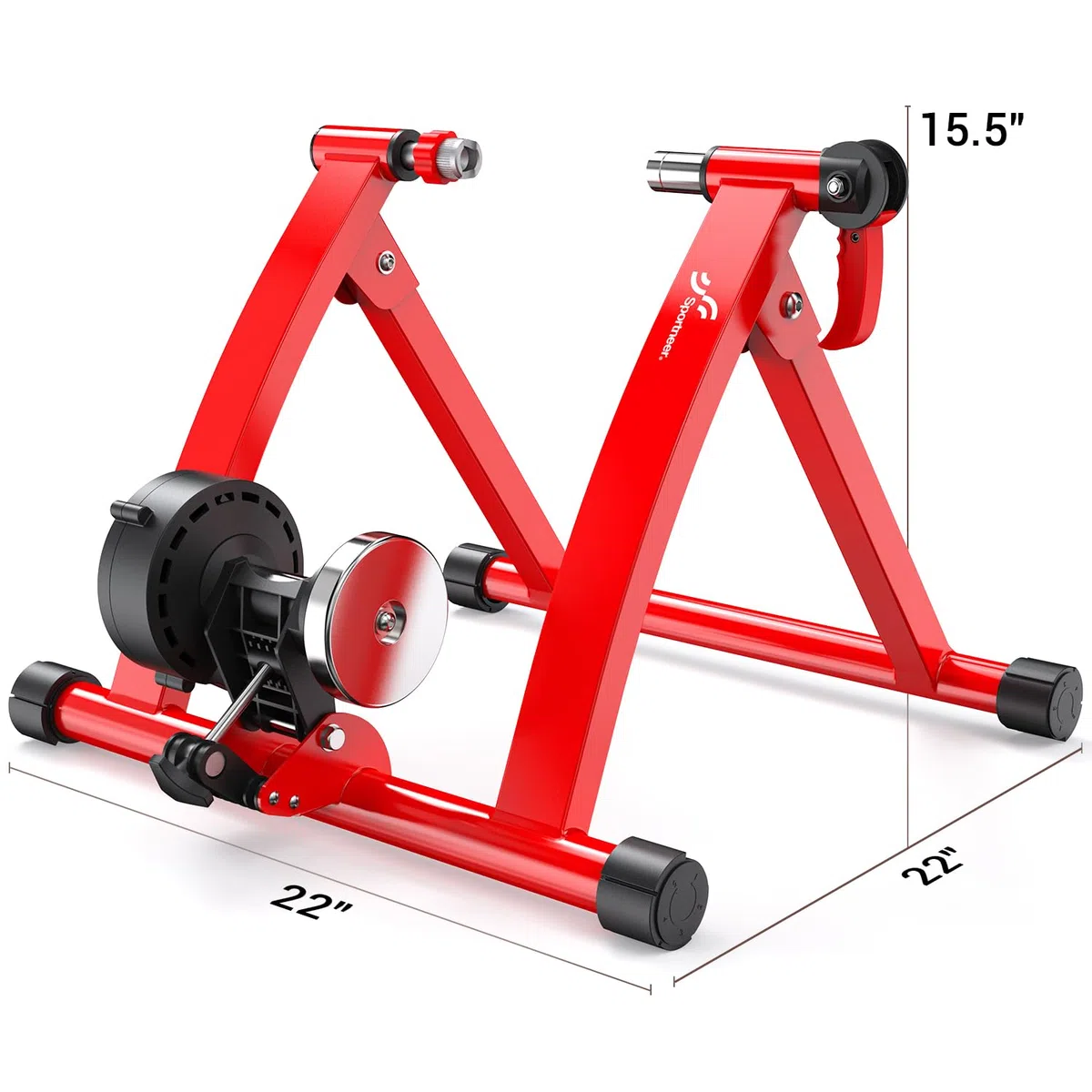 Sportneer Rullo per Allenamento, Supporto per Bici Supporto Magnetico in Acciaio per Bicicletta con Ruota di riduzione del Rumore per Esercizio al Chiuso (Rooso)