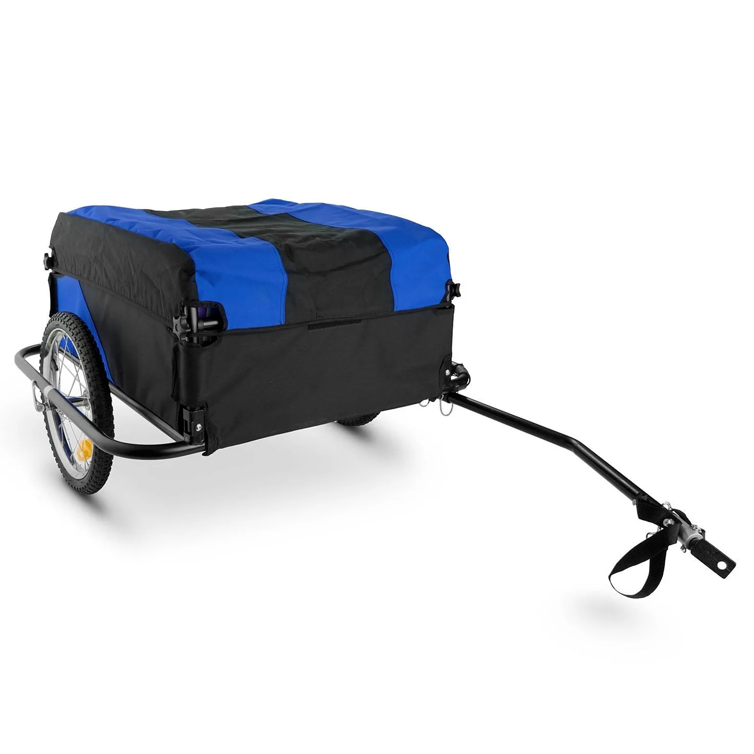 Duramaxx Mountee - Rimorchio Bici, Cargo Bike, Carrello Bici 130 L, 60kg, Camera d'Aria con Valvola Automatica, Copertura in Nylon, Pneumatico da 16", Raggi in Acciaio, Pieghevole, Blu
