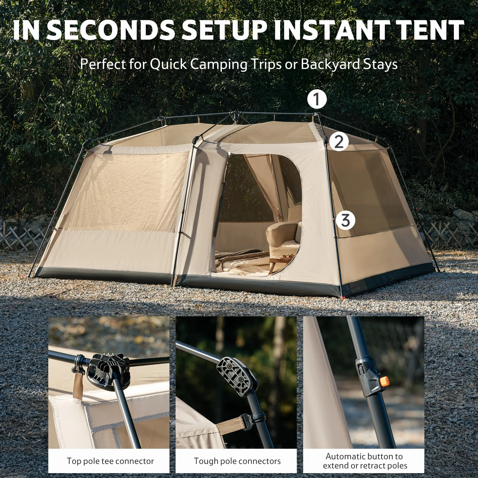 Naturehike Village Lite - Tenda da campeggio per 4 – 8 persone, con montaggio rapido, impermeabile, doppio strato, per campeggio e giardino