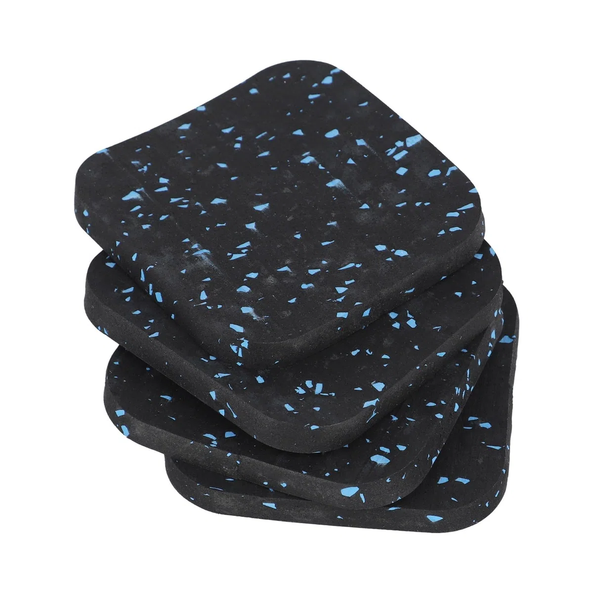 Confezione da 4 tappetini per attrezzature, 100 x 100 x 10 mm, cuscinetti antivibrazione per tapis roulant, lavatrici, frigoriferi e pavimenti da palestra, nero