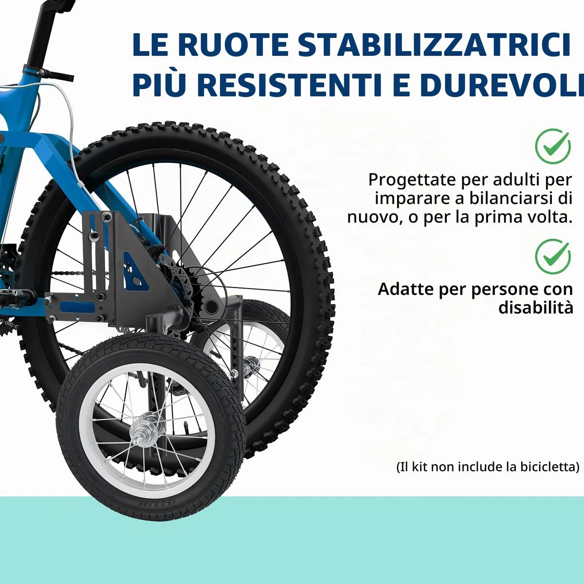 Moshay Rotelle stabilizzatrici regolabili per bici da adulto, adatte per bici da 61 cm a 73,7 cm, qualità resistente