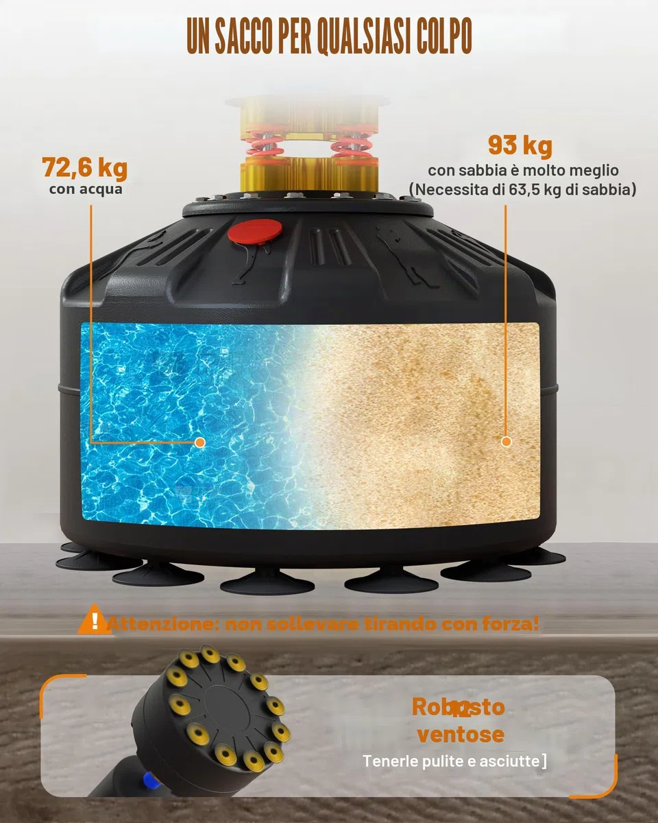LEKÄRO Sacco Boxe da Terra, Sacco da Boxe Autoportante MMA con Base a 12 Potenti Ventose, kit per allenamento per MMA, muay thai, fitness, casa, palestra
