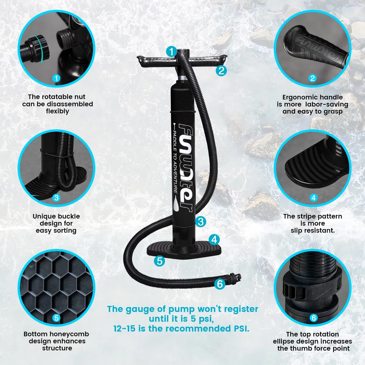 FunWater Tavola SUP Gonfiabile Surf Paddle Board, Ultralight SUP per tutti i livelli con paddle, pinne, zaino, pompa, kit di riparazione, guinzaglio, borsa telefonica