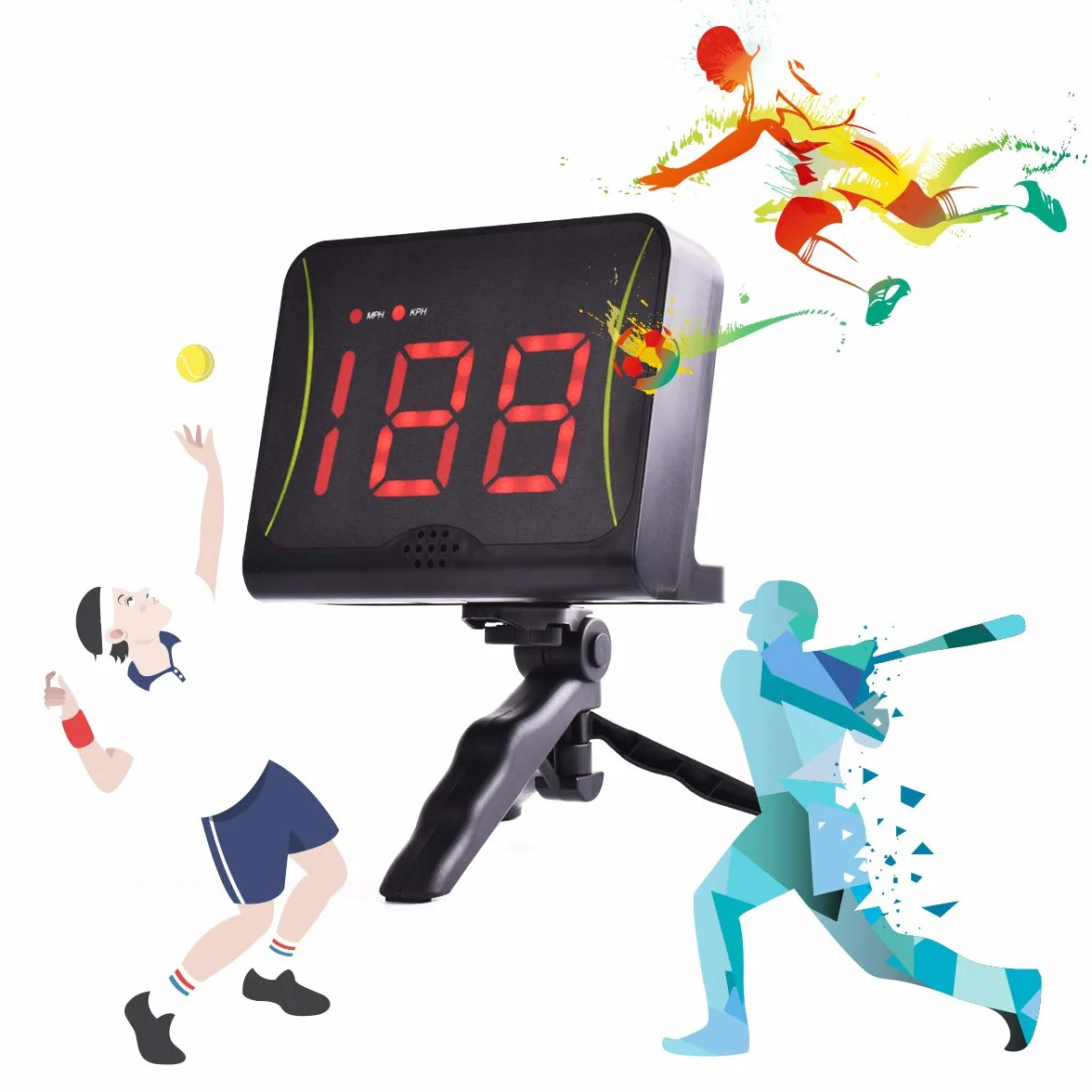 OYE Hockey Shot Puck e velocità della Palla con Display LED Rosso, Radar di velocità di tiro con misurazione mph e KPH, Radar autoportante per Lacrosse,Baseball, Hockey
