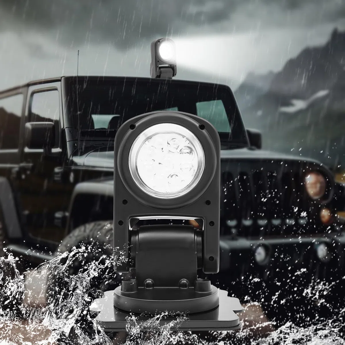 Faro di ricerca a LED per barche 45W 8000LM, proiettore telecomandato orientabile a 360° (S/D) 180° (Su/Giù), illuminazione regolabile con base magnetica per esterni, per auto e camion