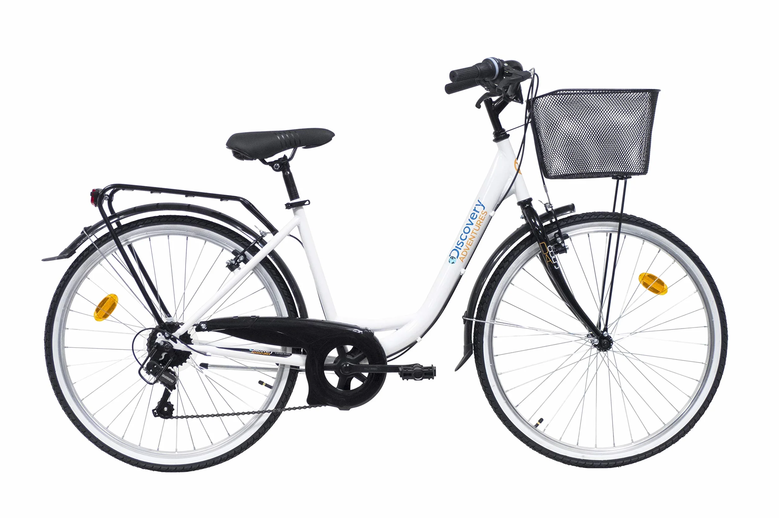 Discovery City Bicicletta Donna, Con campanello e cestino sul davanti, Bianco (White), Dimensioni della ruota 26 Pollici