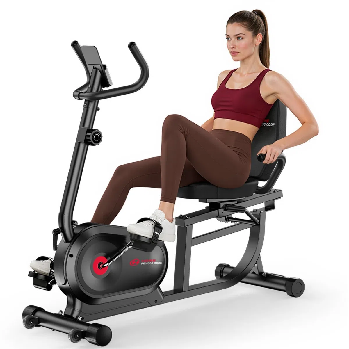 Cyclette da Seduti per Casa, Cyclette Orizzontale Magnetica con Schienale Ergonomico, 16 Livelli di Resistenza, Display LCD, Ideale per Cardio e Recupero, 150KG