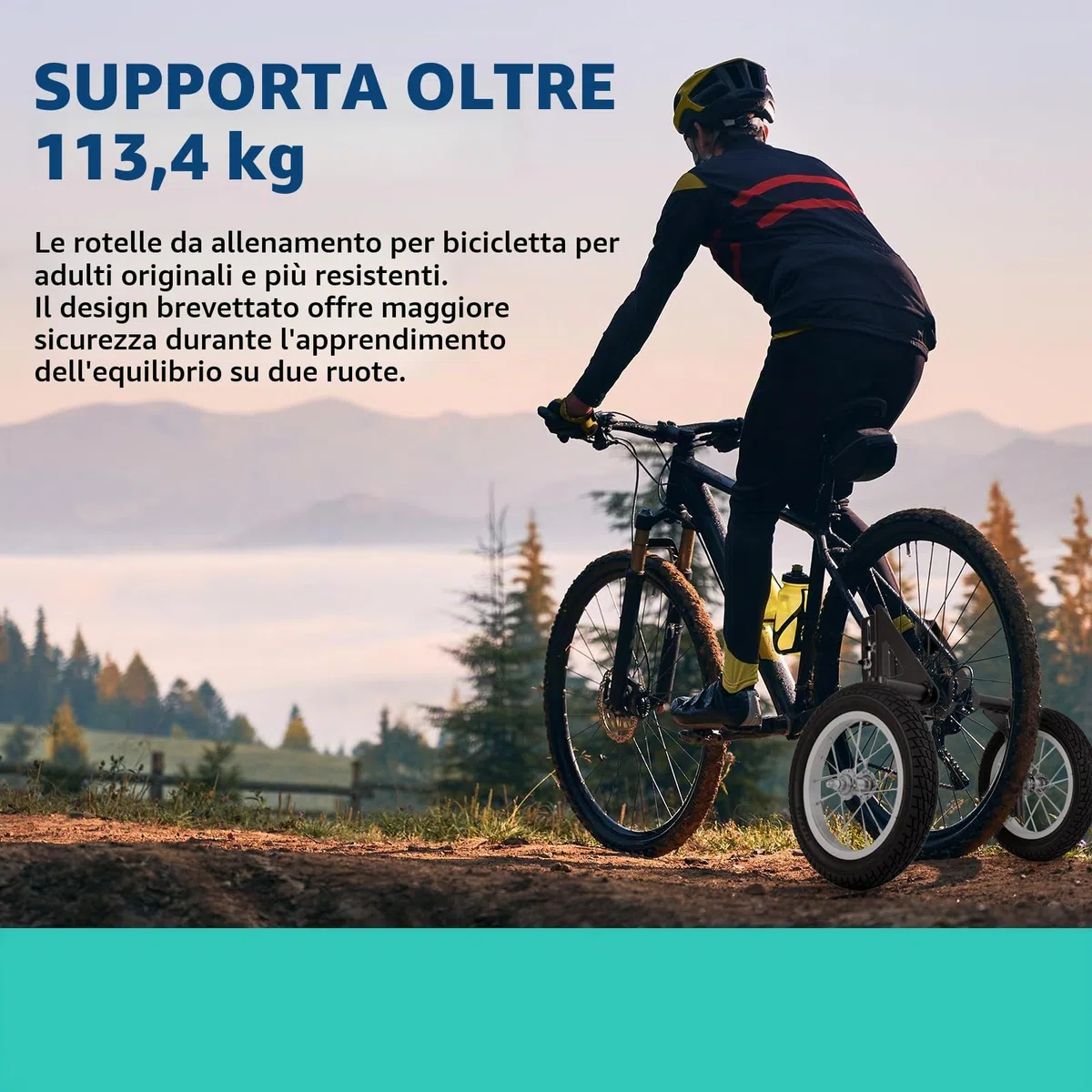 MOSHAY - Ruote da allenamento regolabili in lega di alluminio per bicicletta da adulti, compatibili con ruote da 61 a 74 cm - (61-74)