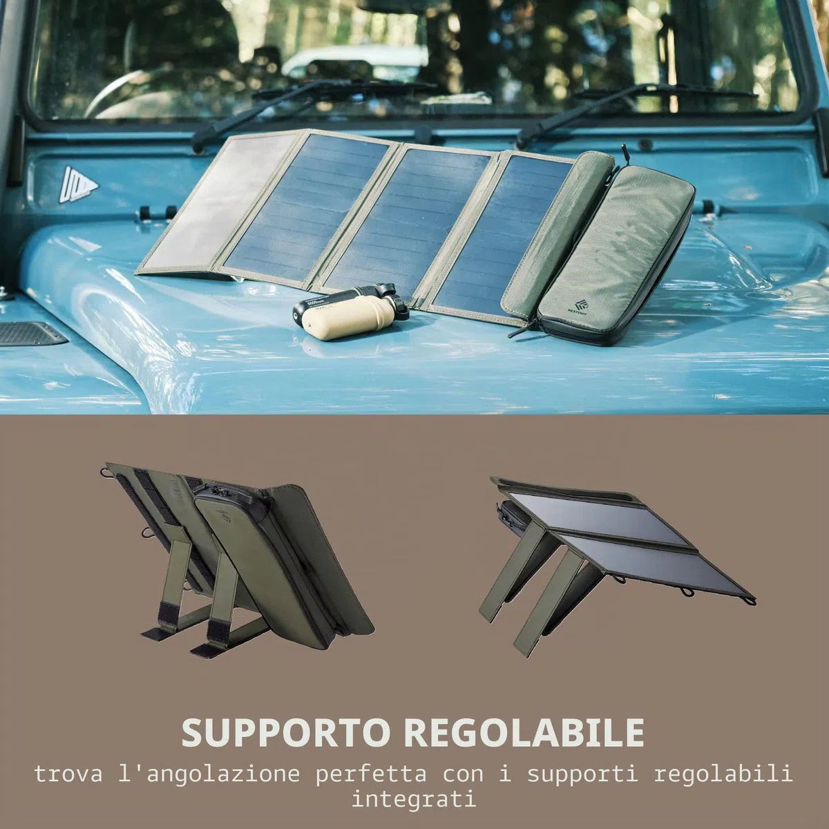 ELECOM NESTOUT - Pannello solare portatile, doppia porta USB-A, caricabatterie per la generazione di energia da 28 W, per telefono da campeggio, in nylon ripstop resistente all'acqua, pieghevole,