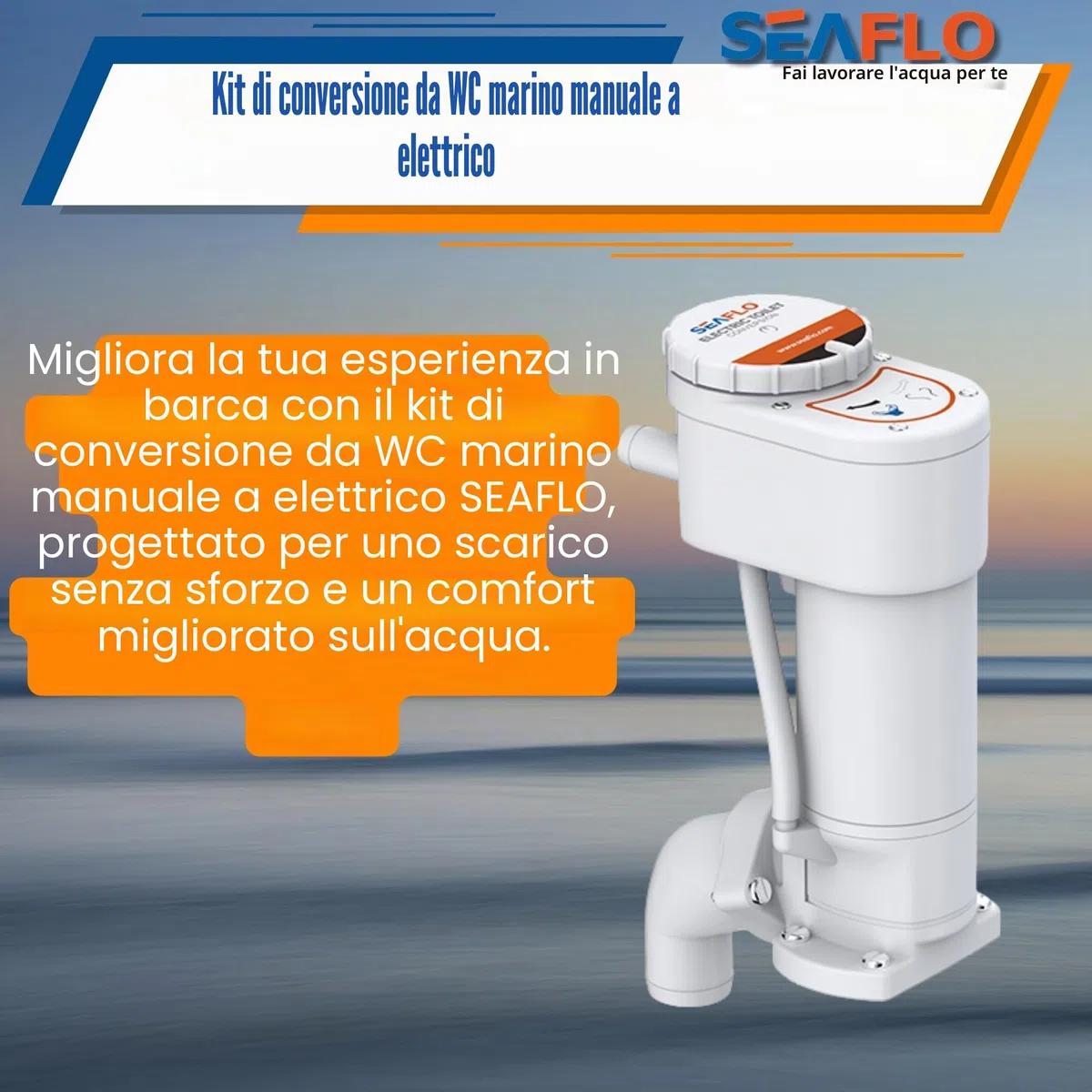 Seaflo Kit di conversione da manuale a WC marino elettrico, bianco (SFMTP1-02)