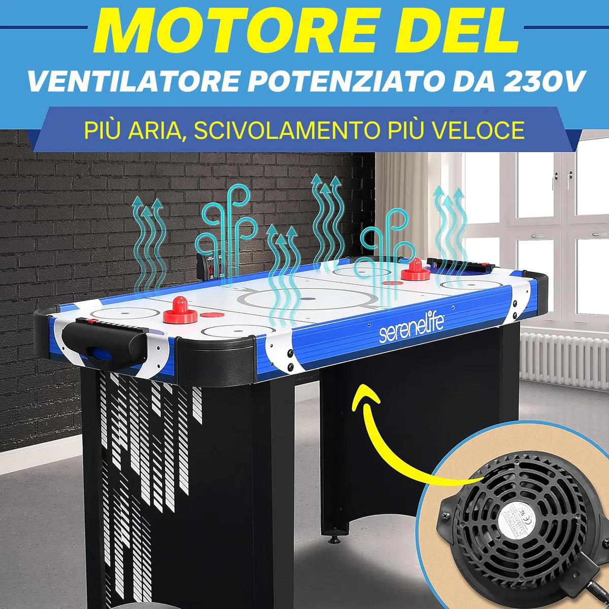 SereneLife Air Hockey, Tavolo da Gioco e Set di Accessori per Bambini e Adulti, Versioni Compatte e Motorizzate con Dischi e Spintori Inclusi