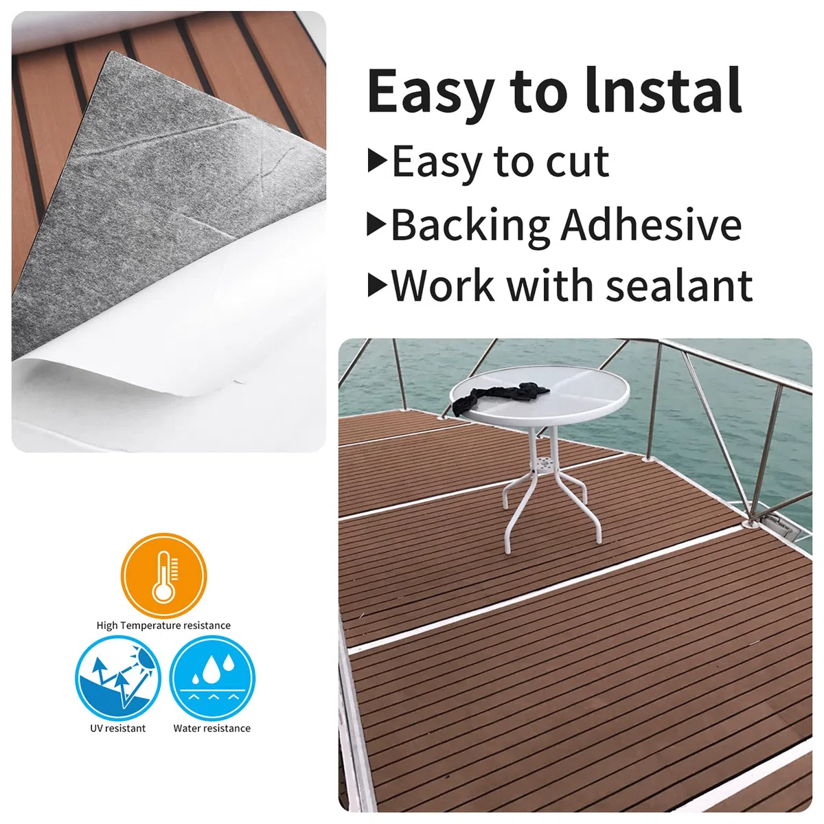SenMore Eva Tappetino Antiscivolo per Barca, Navi e Marittimi, Tappetino Antiscivolo in Teak Artificiale può Essere Utilizzato per la Decorazione di Yacht