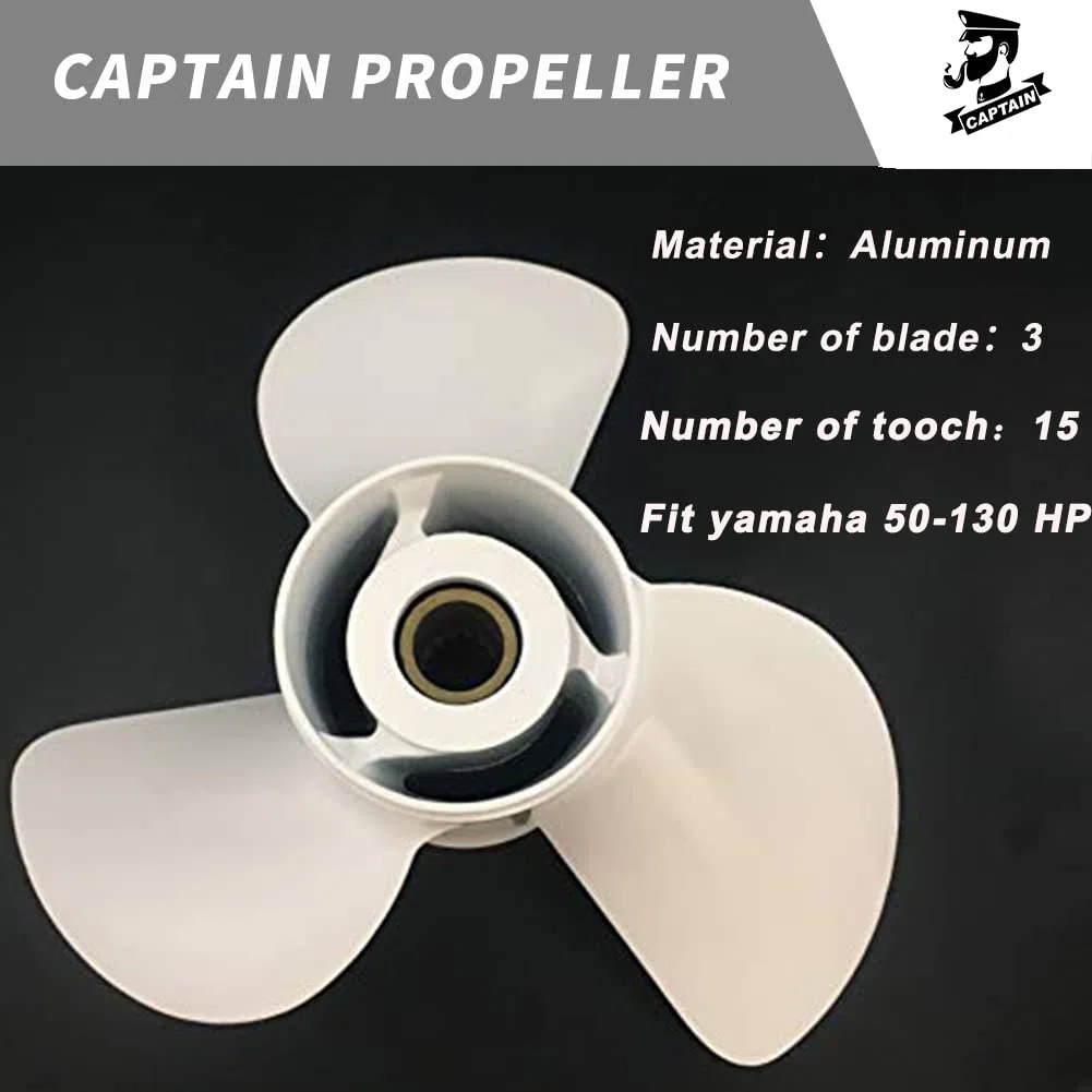 Boatman Elica fuoribordo in alluminio per barche Yamaha Motori 50 60 70 75 80 85 90 100 115 130Hp, 15 Spline Dente, Dente DX