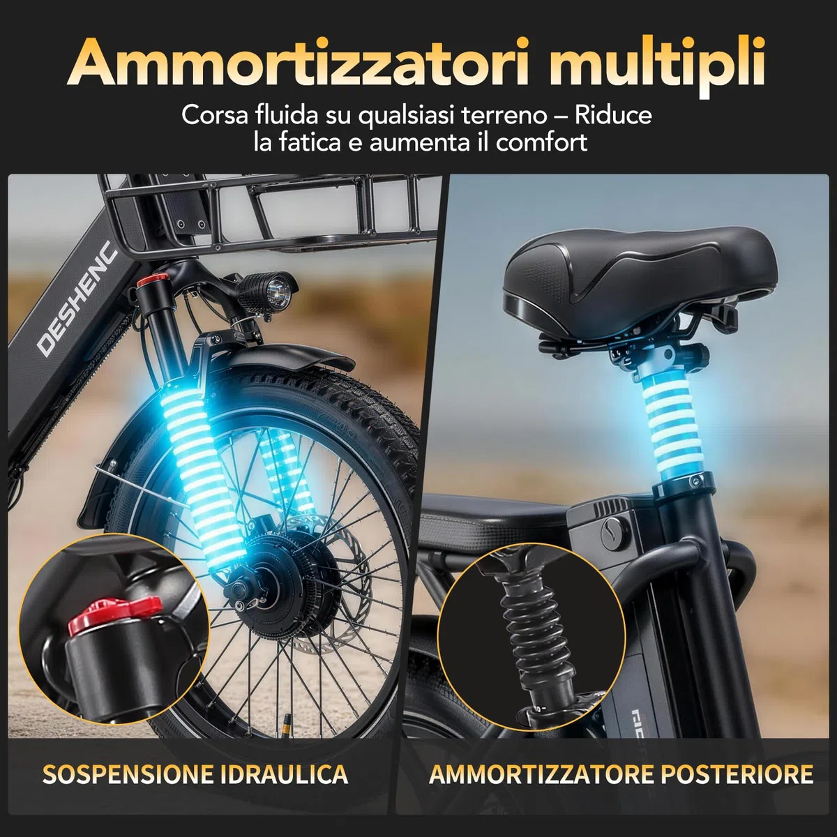 D20PRO Folding electric bicycle features dual motors with single/dual 36V 20A/42.4AhH removable batteries, 20" x 3.0" wide tires, and hydraulic brakes.