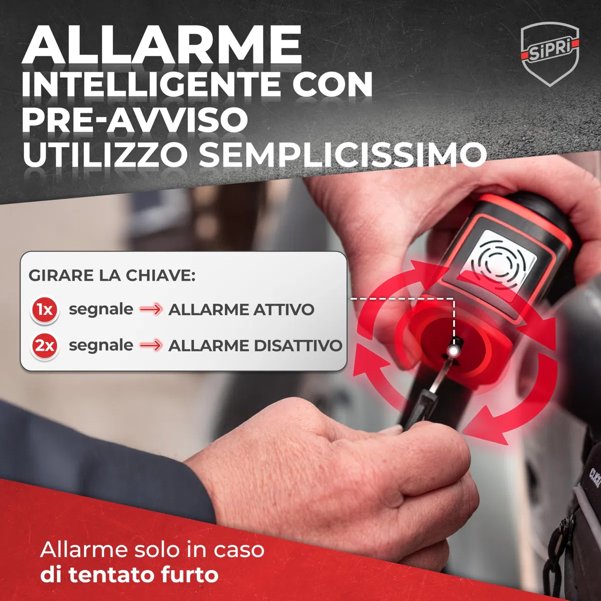 SIPRI Lucchetto pieghevole per bicicletta con allarme, 120 dB, pieghevole, ad alta sicurezza, per e-bike, scooter e moto, in acciaio da 8 mm, 116 cm, resistente alle intemperie, robusto lucchetto con