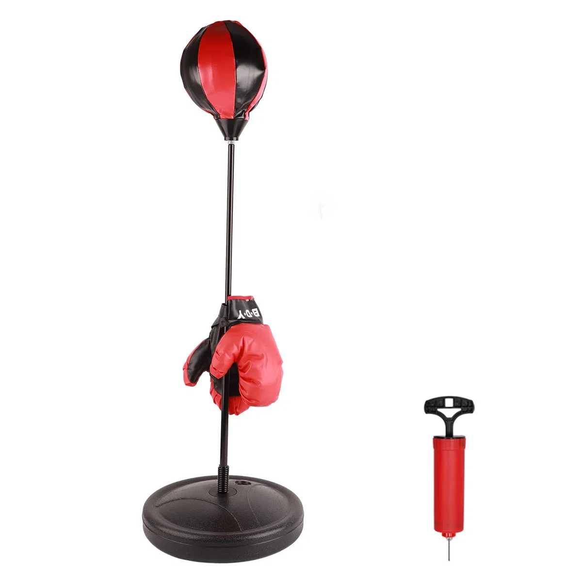 Set da Boxe Con Punching Ball, Supporto Regolabile 75-105 cm, Guantoni, Pompa - Sport e Allenamento di Combattimento