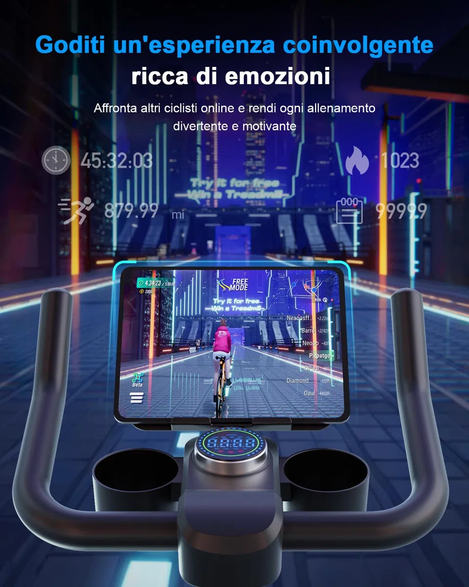 Copant Cyclette da Casa Professionale da Ciclismocon, Ciclette Resistenza Magnetica Regolabile, Bicicletta per Casa con Display Capacità di Peso 136 kg LCD e APP