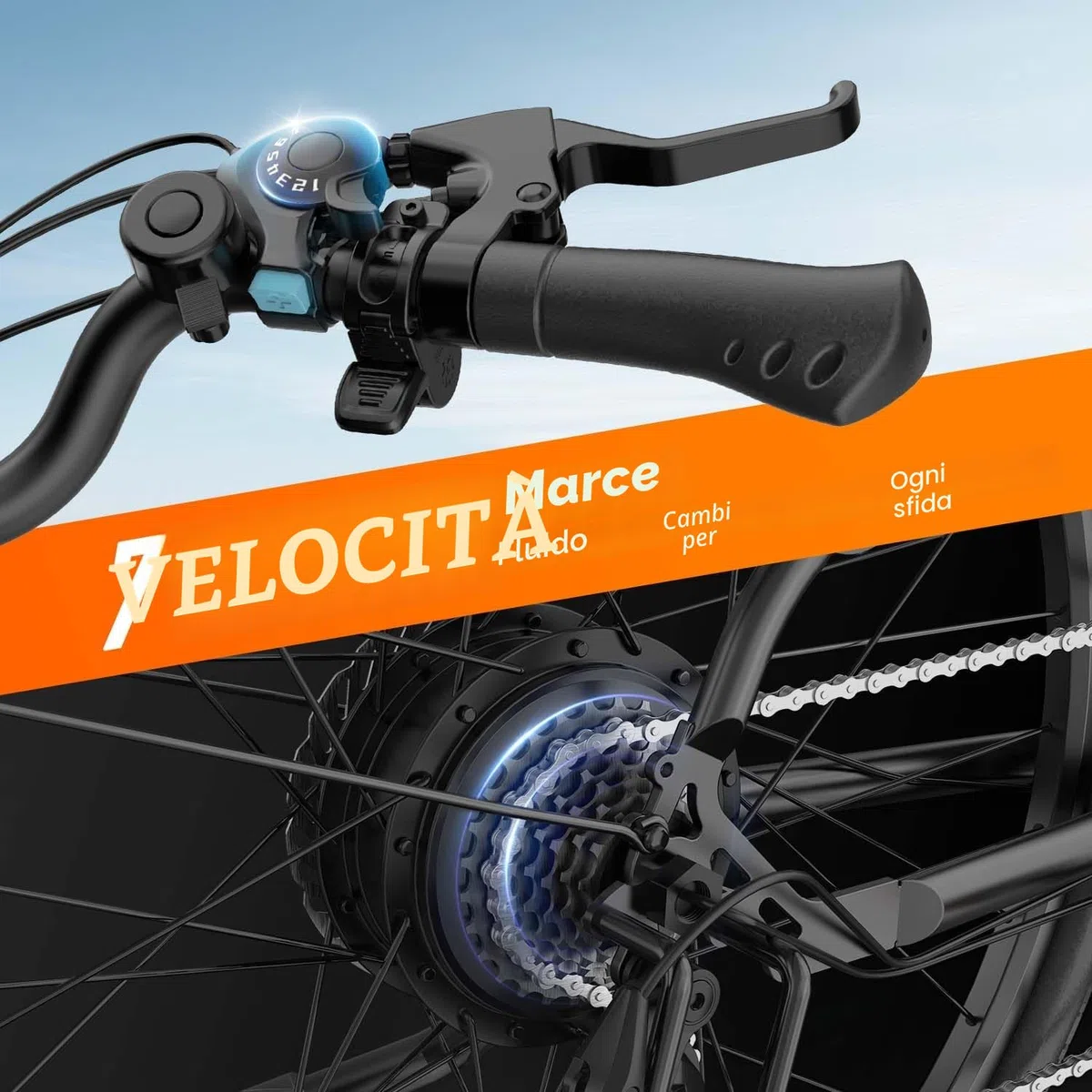 URLIFE Bici Elettrica Per Adulti Da 26", Bicicletta Elettrica con display LCD, 7 Velocità Batteria Rimovibile Autonomia, E-bike Per Pendolari Urbani
