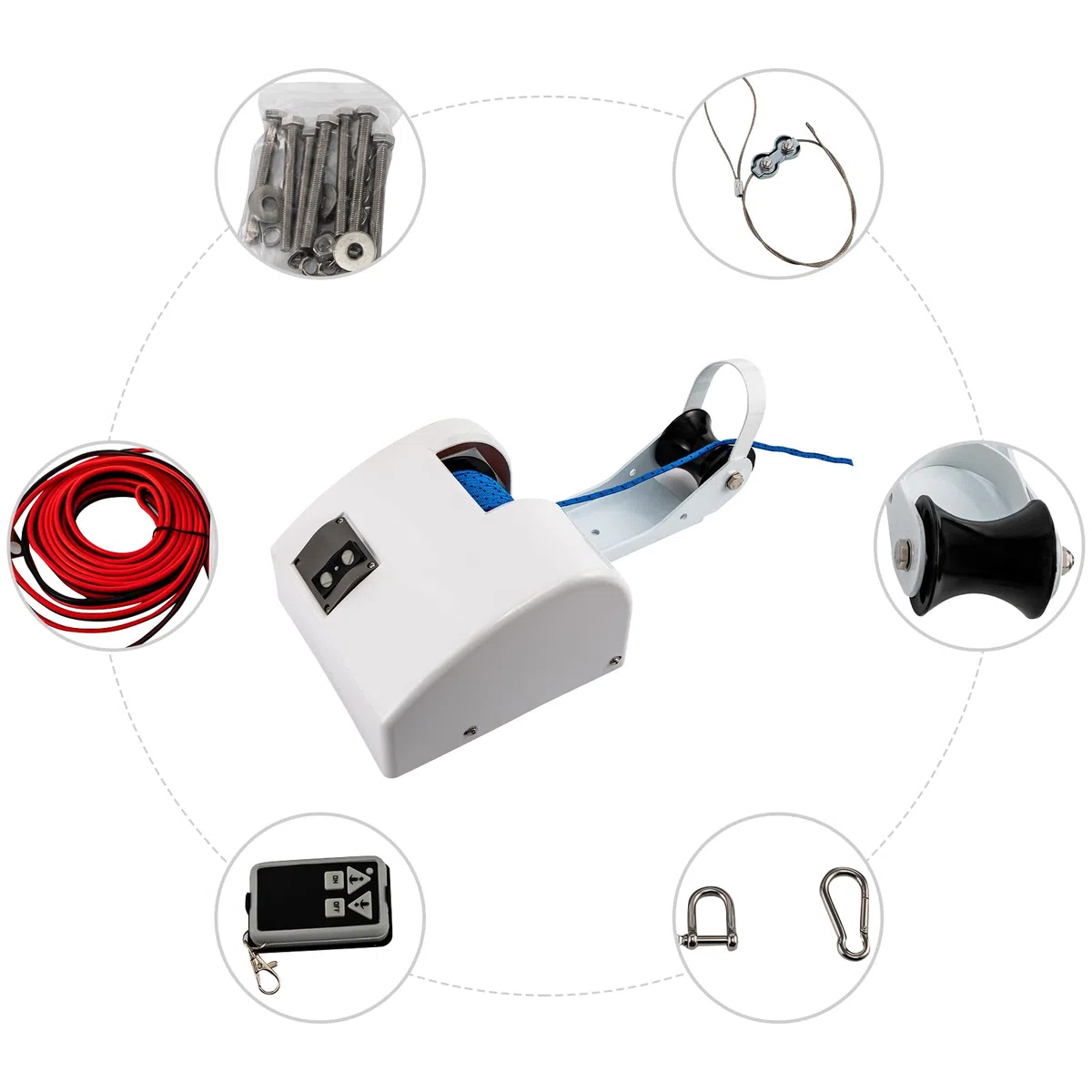 Verricello elettrico, 45lbs, 12 V, verricello elettrico con telecomando, per barche con controllo wireless