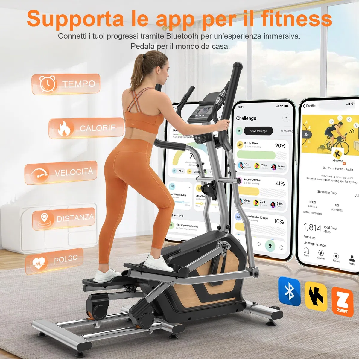 Neezee Ellittica per Casa, Ellittica Professionale con 16 Livelli di Resistenza Silenziosa, Monitor LCD con Bluetooth, Falcata da 17,7 Pollici, Recentemente Aggiornato Ellittiche, Supporta 330LBS