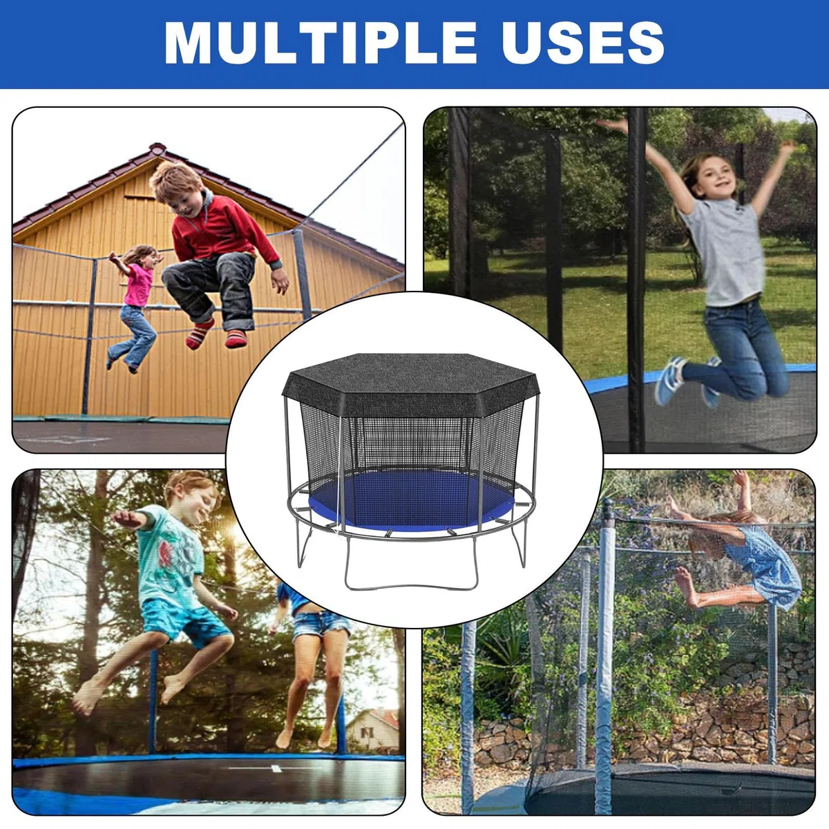 Copertura per Trampolino, Copertura per Trampolino Da 6 Piedi, 8 Piedi, 10 Piedi, 12 Piedi E 14 Piedi, Facile Da Installare, Protezione Solare per Esterni, Solo Foglie, Copertura Superiore per Trampol