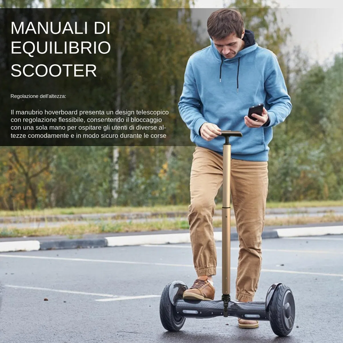 Manubrio per Hoverboard | Barra Stabilizzatrice in Lega di Alluminio - Accessori di Sicurezza Telescopici per Monopattini a Due Ruote con di Sostituzione