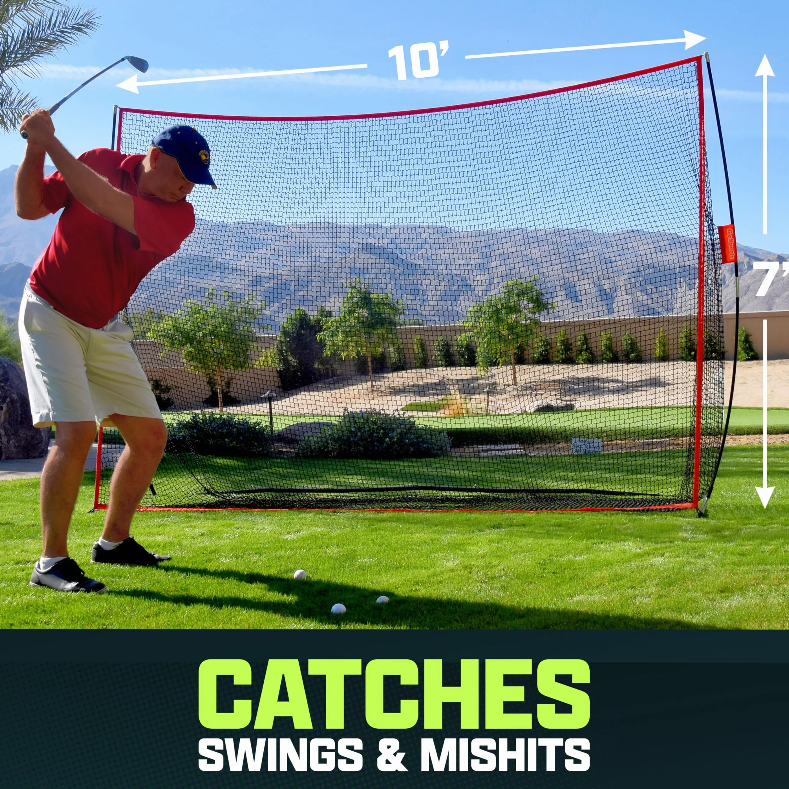 GoSports Golf Practice Hitting Net - Choose Between Huge 10' x 7' or 7' x 7' Nets -Personal Driving Range for Indoor or Outdoor Use - Designed by Golfers for Golfers