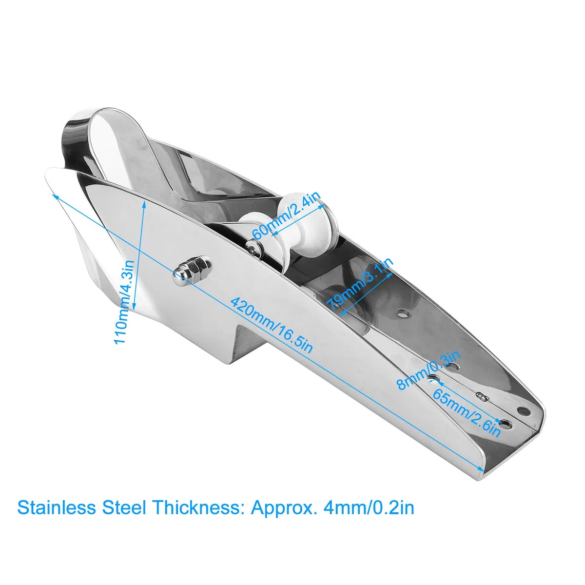 Rullo Di Ancoraggio Di Prua, Supporto Per Ancora Musone di prua per barche Acciaio inossibile 316 7,5-15 kg (420 mm/16,5 pollici) Musone Di Prua per accessori nautici